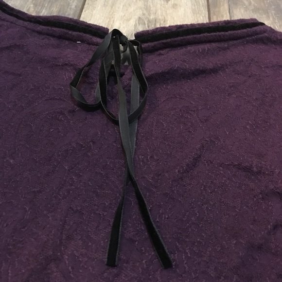 LOFT lace tie back purple top medium - Picture 6 of 6